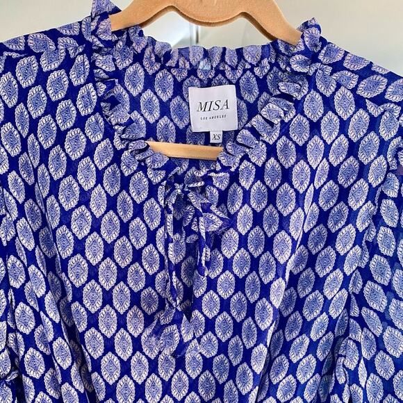 MISA Los Angeles Amata Maxi Dress Blue Blouson Midi Boho Resortwear Tuckernuck - Picture 8 of 8